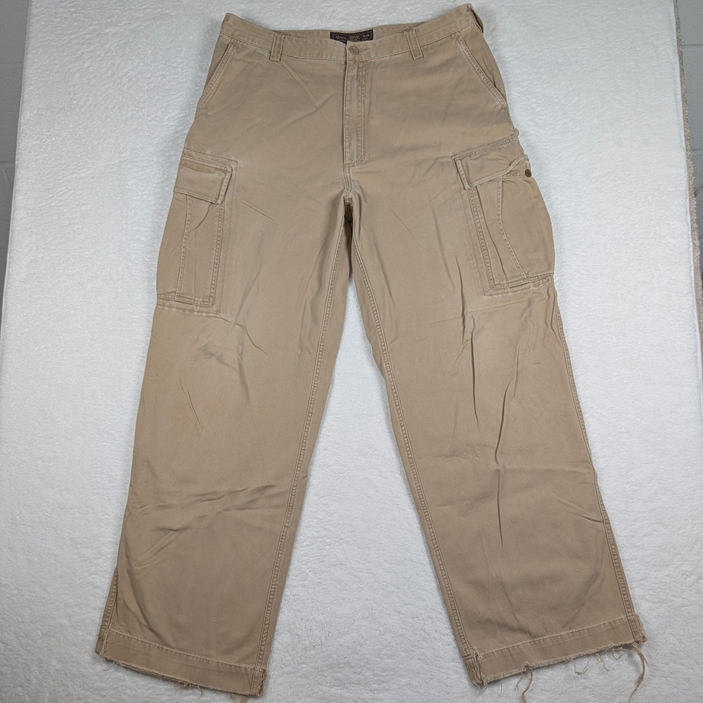 Vintage Abercrombie & Fitch Pants Mens 36x30 Beige Cargo Baggy Wide Leg Y2K